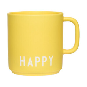 Becher Favourite cups mit Griff gelb 0,25l Design Letters