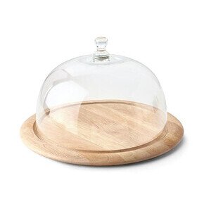 Käseglocke 2 tlg. Holz / Glas         33cm Continenta