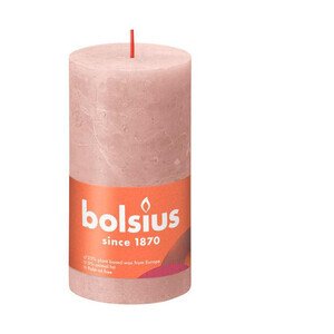 Stumpenkerze 130/68 Rustik Shine nebliges rosa 04 Bolsius