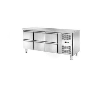 Kühltisch 417 l, ohne Aufkantung 6 Schubladen 1795 x 700 x 860 230 V / 0,30 kW Cookmax orange