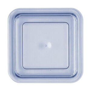 Deckel transparent-blau flach 118x118 Kunststoff-Deckel Bauscher