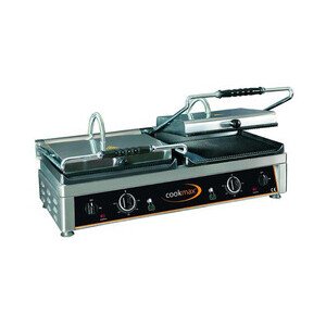 Elektro-Kontaktgrill, oben gerillt,
unten 1/2 gerillt + 1/2 glatt Cookmax black