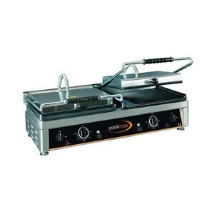 Elektro-Kontaktgrill, oben gerillt, unten 1/2 gerillt + 1/2 glatt Cookmax black