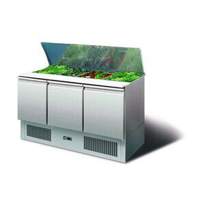 Saladette 4 GN 1/1 m. 3 Türen  137x70x85cm BxTxH Cookmax orange