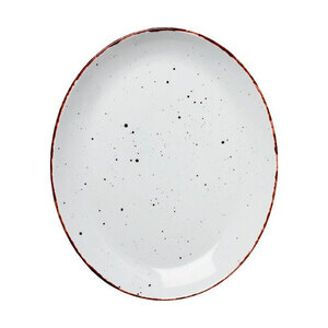 Platte flach oval 30,5x25,5cm Granja weiß-braun 