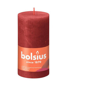 Stumpenkerze 130/68 Rustik Shine zartes rot 41 Bolsius