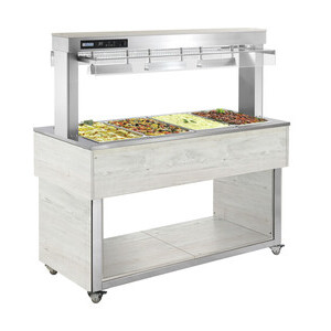 Büfett-Insel Bain-Marie Wanne 2144 mm GN 6/1 Vollverkleidung Hemlock Cookmax silver