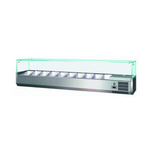 Kühl-Aufsatzvitrine 5 GN 1/4 1200x335x435mm 230V / 0,10 kW Cookmax orange