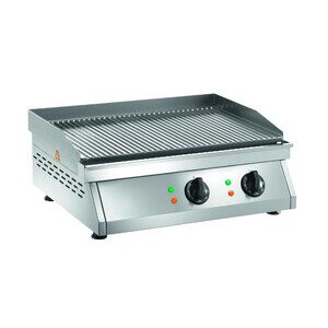 Elektro-Grillplatte gerillt 2 Heizzonen 
400 V / 6,00 kW Cookmax orange