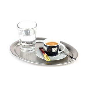Serviertablett oval 19 x 15 cm Kaffeehaus Edelstahl matt/poliert Assheuer & Pott