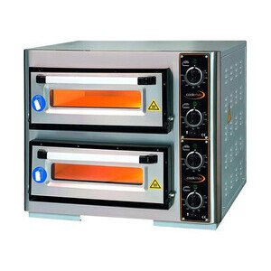 Pizzaofen 2 Backkammern f. 8 Pizzen a Ø 25cm Maße: 800x640x620 mm Cookmax orange