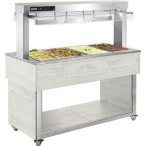 Büfett-Insel Bain-Marie Wanne 1494 mm GN 4/1 Vollverkleidung Hemlock Cookmax silver