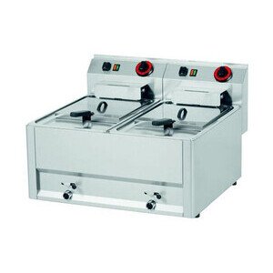 Elektro-Fritteuse 2 Becken à 8l   400V / 2x6kW Cookmax black
