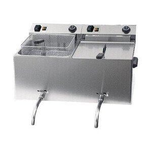 Elektro-Friteuse 2x10l mit Ablasshahn 
 400V  2x8,1kW Cookmax black