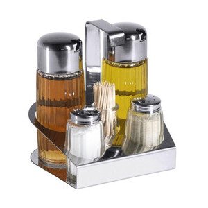 Menage 5-teilig Essig, Öl, Salz & Pfeffer & Contacto