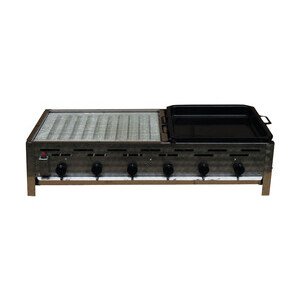 Profi-Gasgrill 6 flammig 3/5 Rost und 2/5 Pfanne Cookmax black