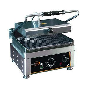 Elektro-Kontaktgrill, oben + unten gerillt 
 28,0 x 28,0 x 30,0 230 V / 1,75 kW Cookmax black