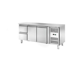 Kühltisch 417 l, ohne Aufkantung 2 Türen 1795 x 700 x 860 230 V / 0,30 kW Cookmax orange