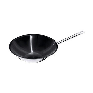 Wok 36cm Edelstahl mehrschichtig mit abgeflachtem Boden Contacto