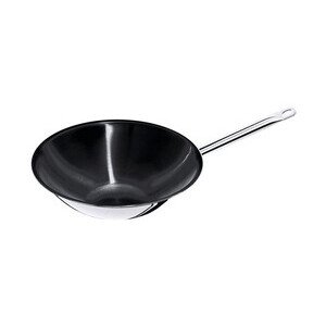 Wok 36cm Edelstahl mehrschichtig mit abgeflachtem Boden Contacto