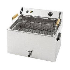 Gebäck-u. Fischfriteuse 16l 
mit Ablasshahn  400V  9kW Cookmax black