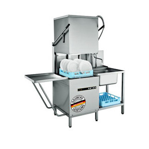 Durchschub-Spülmaschine 400 V  mit Spülmitteldosierer u. Ablaufpumpe Cookmax black