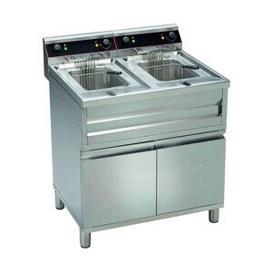 Elektro-Friteuse 2 x12 ltr.  80,0 x 70,0 x 85,0 400 V / 2 x  9,00 kW Cookmax orange