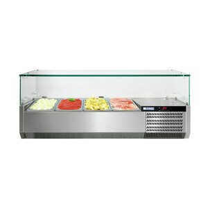 Kühl-Aufsatzvitrine mit Glasaufsatz 230 V / 0,23 kW 4 x GN 1/3 Cookmax silver