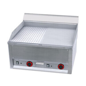 Elektro-Grillplatte 1/2 geriffelt 1/2 glatt  
400V / 6,0kW Cookmax black