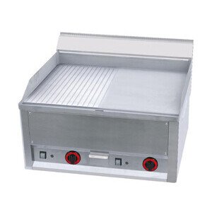 Elektro-Grillplatte 1/2 geriffelt 1/2 glatt  
400V / 6,0kW Cookmax black