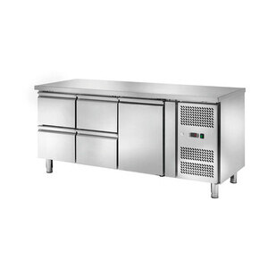 Kühltisch 417 l, ohne Aufkantung 1 Tür u 1795 x 700 x 860 230 V / 0,30 kW Cookmax orange