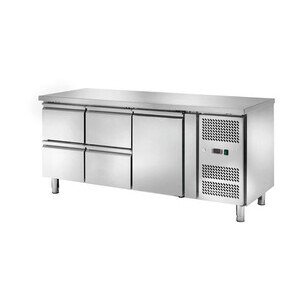 Kühltisch 417 l, ohne Aufkantung 1 Tür u 1795 x 700 x 860 230 V / 0,30 kW Cookmax orange