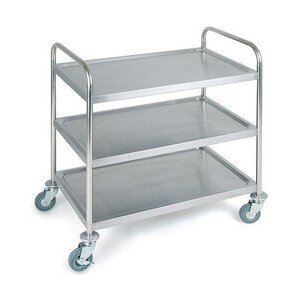 Servier- / Transportwagen Edelstahl matt  91 x 59 cm, H: 93 cm 3 Borde Assheuer & Pott