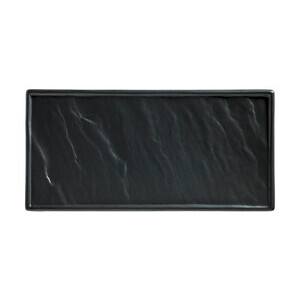 Porzellanplatte im Schieferlook 26x12cm schwarz 