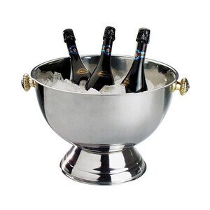 Champagner Kühler 18l 42x30cm Edelstahl  Griffe Vergoldet Assheuer & Pott