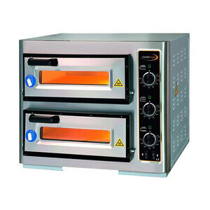 Pizzaofen 2 Backkammern für  2 Pizzen Ø 400mm Cookmax orange