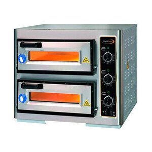 Pizzaofen 2 Backkammern für  2 Pizzen Ø 400mm Cookmax orange
