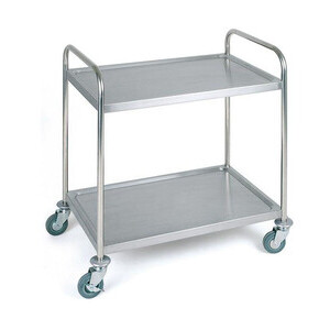 Servier- / Transportwagen Edelstahl matt
 91 x 59 cm, H: 93 cm 2 Borde Assheuer & Pott