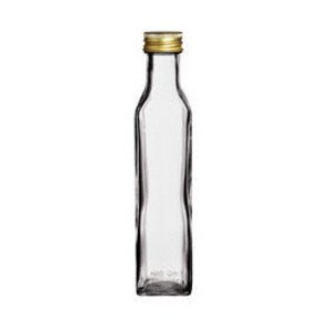 Glasflasche eckig  250ml mit Schraubverschluss 