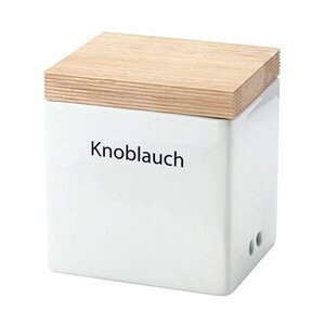 Vorratsdose Knoblauch Keramik m. Holzdeckel 14x12x15,5cm Continenta