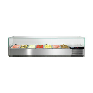 Kühl-Aufsatzvitrine mit Glasaufsatz 7 GN VRS1450V 230 V / 0,23 kW Cookmax silver