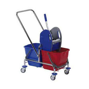 Reinigungswagen Doppel  2 x 17 L rot/blau fahrbar 