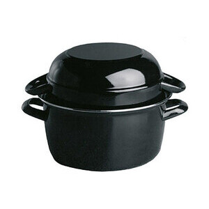 Servier-Muscheltopf für 0,5 kg schwarz emailiertes Stahlblech Assheuer & Pott