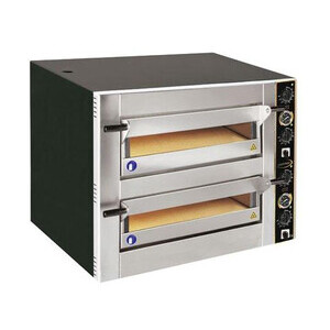 Pizzaofen für 8 Pizzen Ø 30 cm 2 Backkammern, 400 V 10 kW Cookmax black