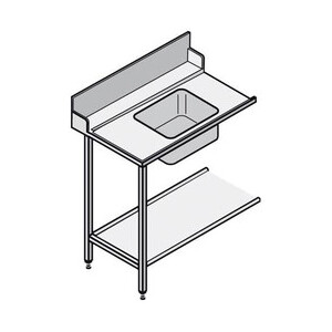 Zulauftisch mit Becken und Ablagebord 
1100 x 695 x 860 mm Cookmax black