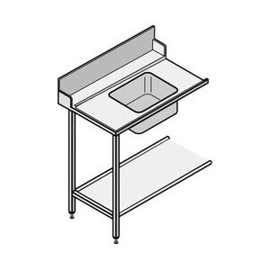 Zulauftisch mit Becken und Ablagebord 
1100 x 695 x 860 mm Cookmax black
